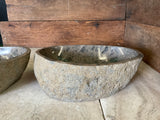 Handmade Natural Oval River Stone Bathroom Basin - Twin Set RM 230913