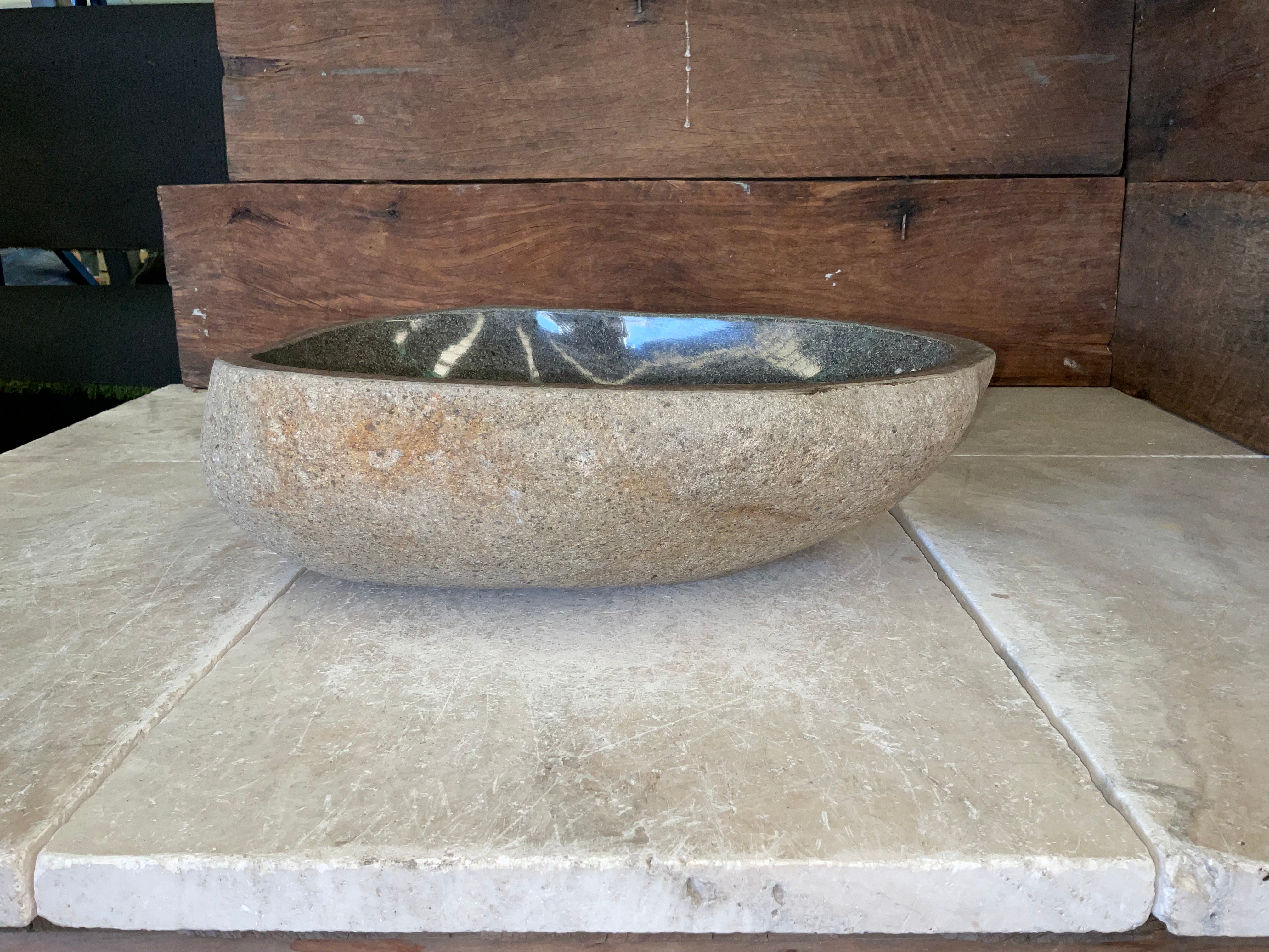 Handmade Natural Oval River Stone  Bathroom Basin  - RM 2310021