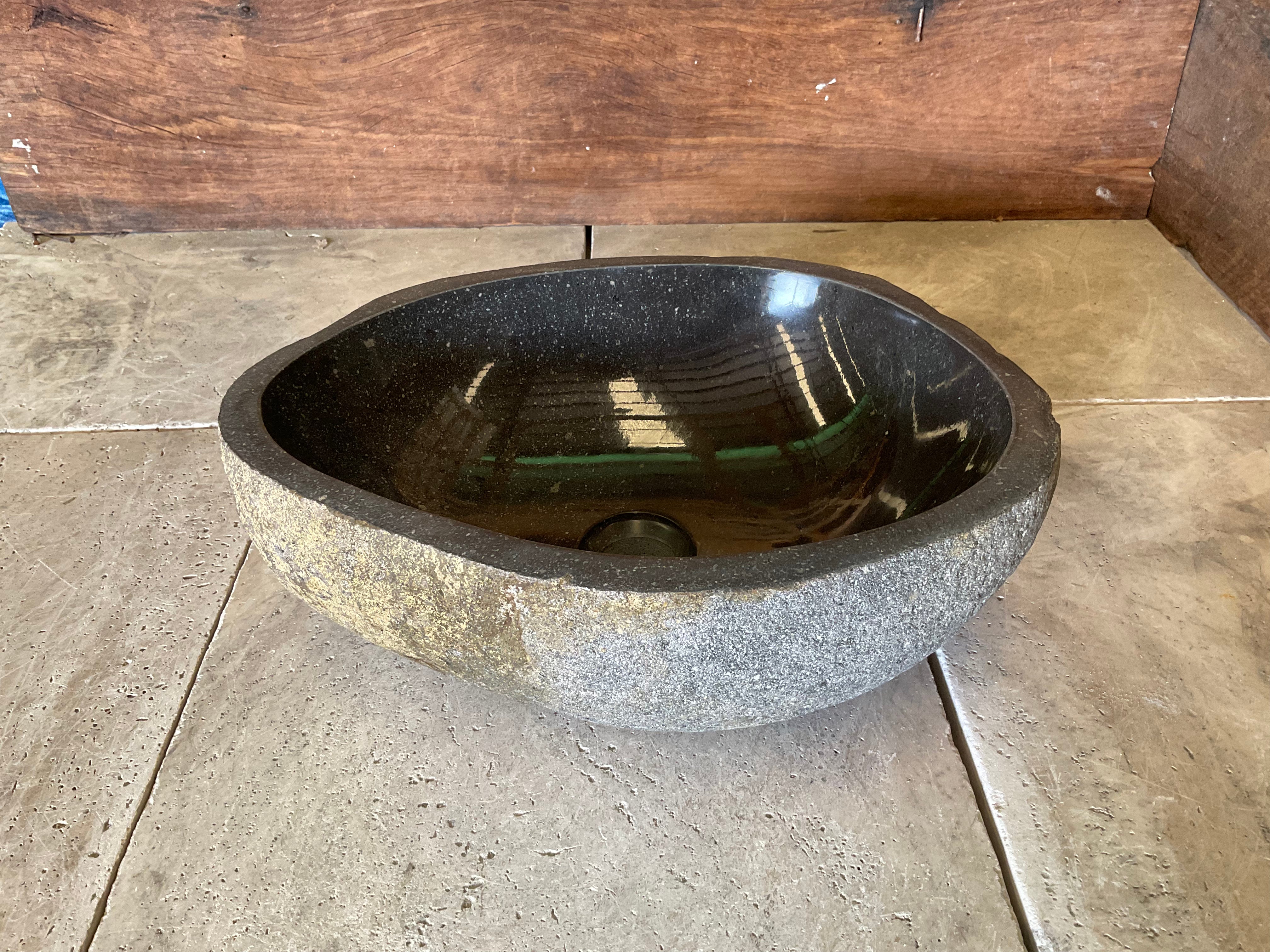 Handmade Natural Oval River Stone  Bathroom Basin  - RM 2310162