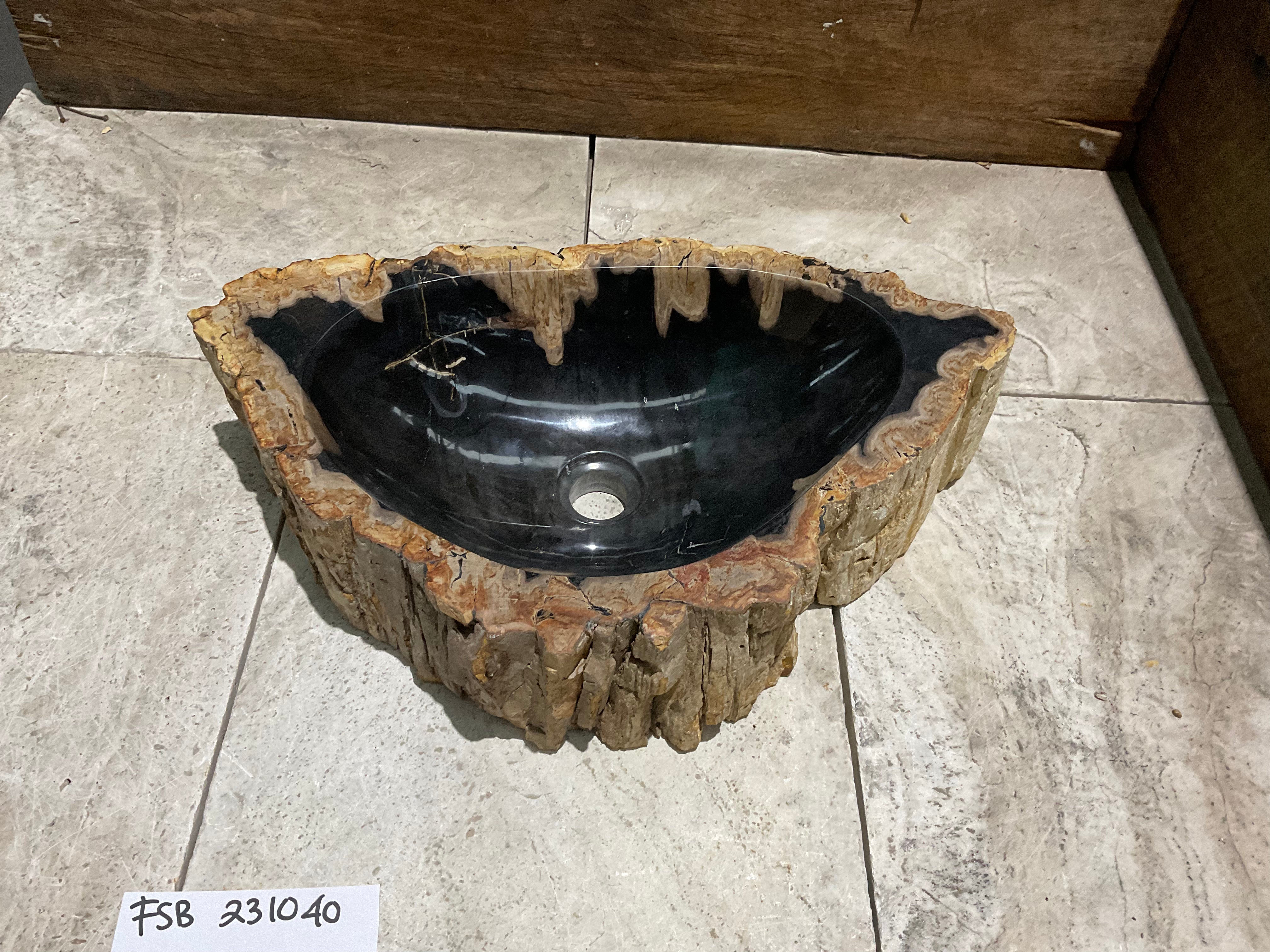 Natural Handmade Petrified Wood Basin - FSB 231040