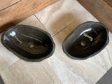 Handmade Natural Oval River Stone Bathroom Basin - Twin Set RM230610