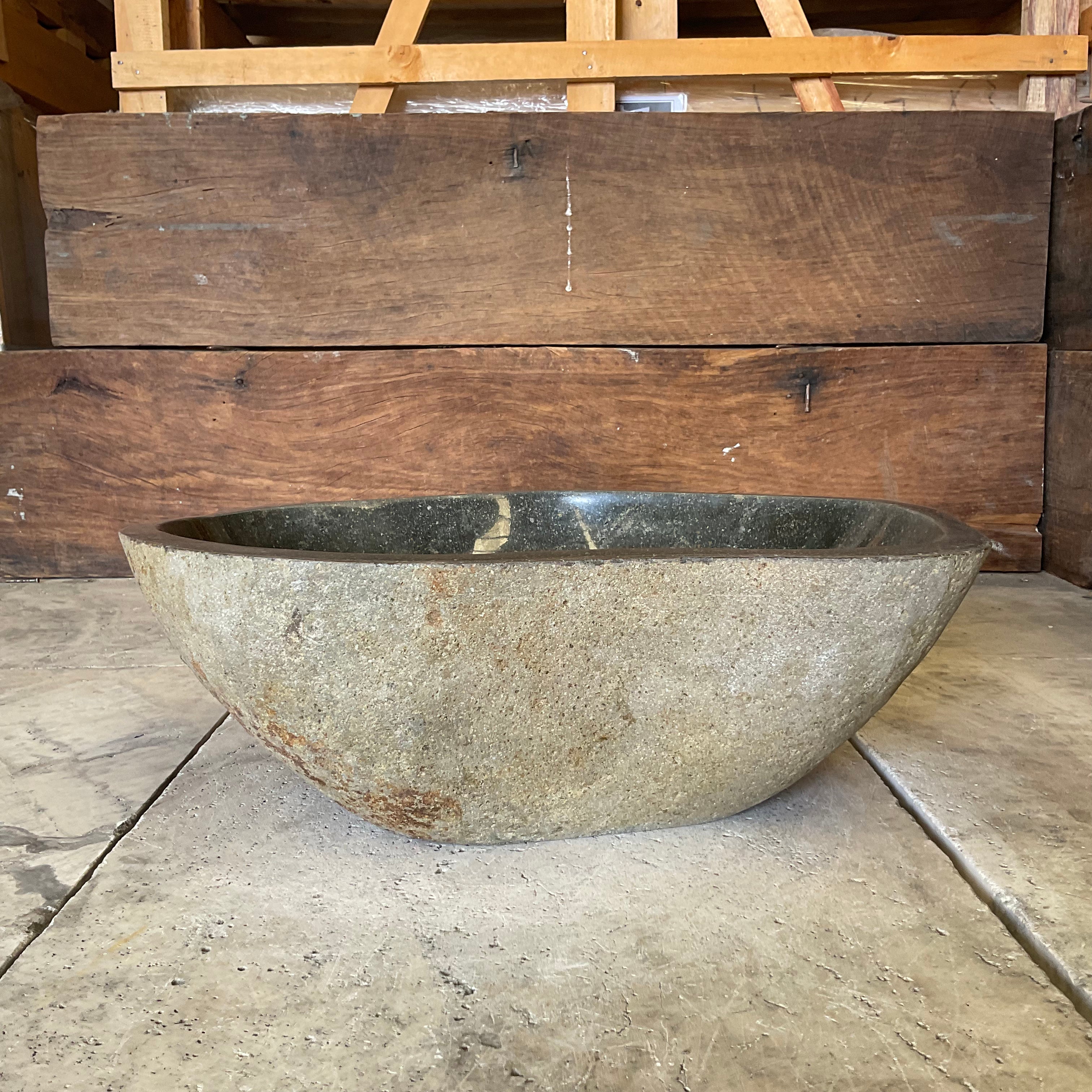 Handmade Natural Oval River Stone  Bathroom Basin  RM 2310155