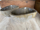 Handmade Natural Oval River Stone Bathroom Basin - Twin Set RM230618