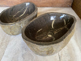 Handmade Natural Oval River Stone Bathroom Basin - Twin Set RM230617