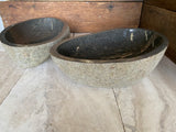 Handmade Natural Oval River Stone Bathroom Basin - Twin Set RL230625