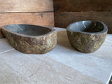 Handmade Natural Oval River Stone Bathroom Basin - Twin Set RL2306006