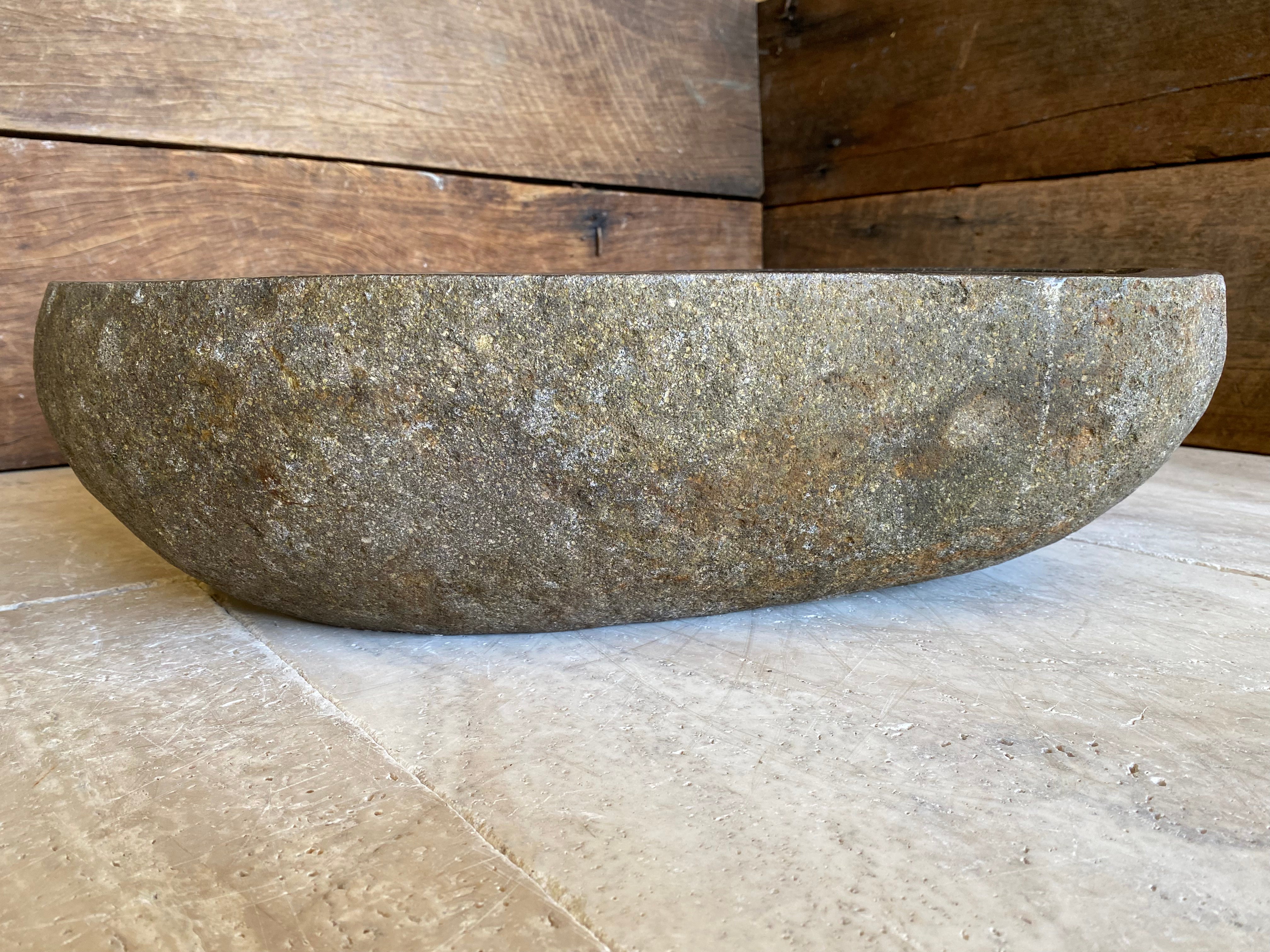 Handmade Natural Oval River Stone Bathroom Basin - RL2306003