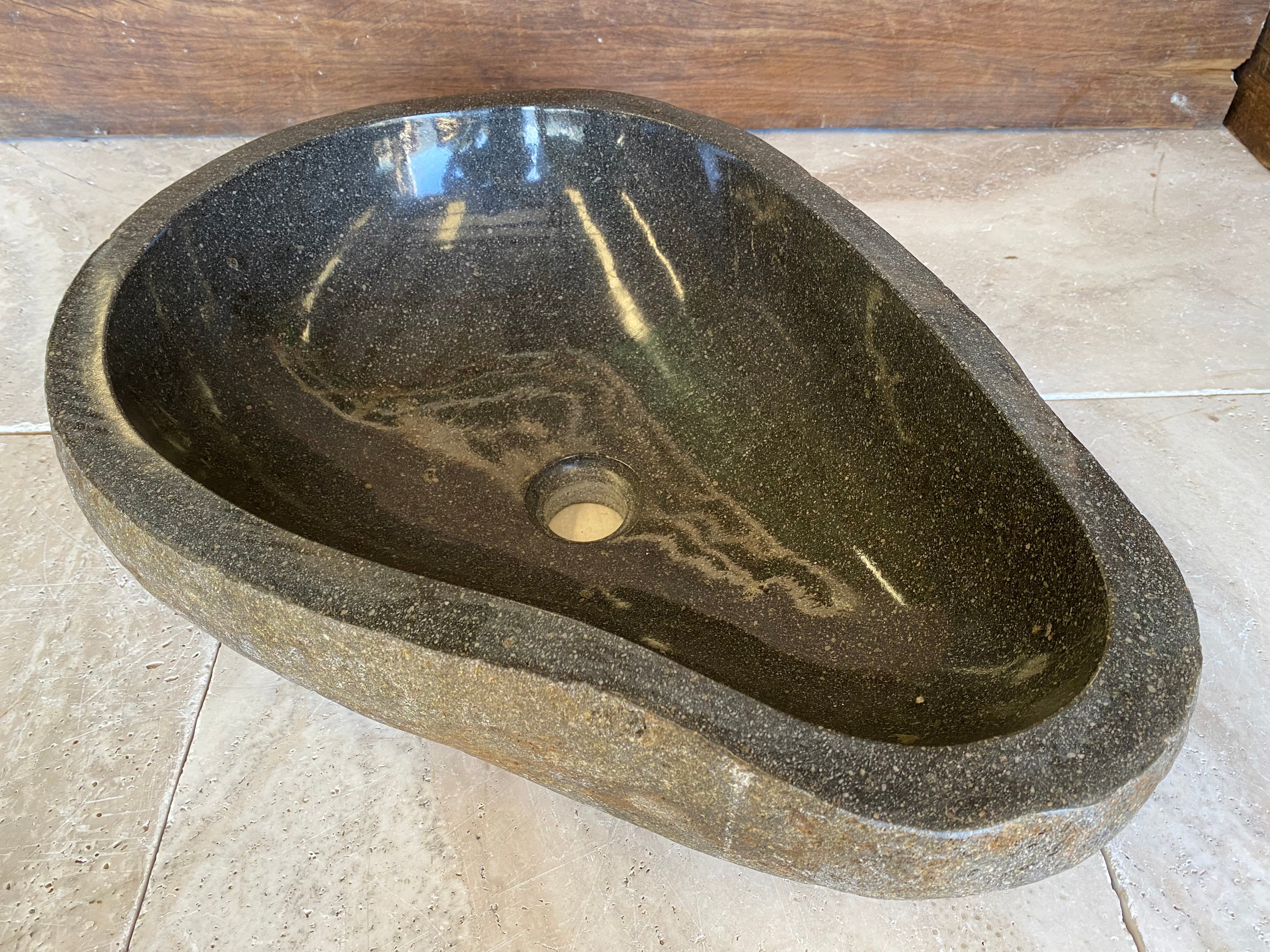 Handmade Natural Oval River Stone Bathroom Basin - RL2306003