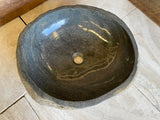 Handmade Natural Oval River Stone Bathroom Basin - RM2306073