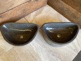 Handmade Natural Oval River Stone Bathroom Basin - Twin Set RL230620