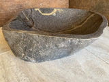 Handmade Natural Oval River Stone Bathroom Basin - RM2306071