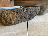 Handmade Natural Oval River Stone Bathroom Basin - Twin Set RL230615