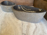 Handmade Natural Oval River Stone Bathroom Basin - Twin Set RL230614