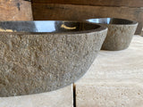 Handmade Natural Oval River Stone Bathroom Basin - Twin Set RL230614
