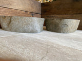 Handmade Natural Oval River Stone Bathroom Basin - Twin Set RL230613