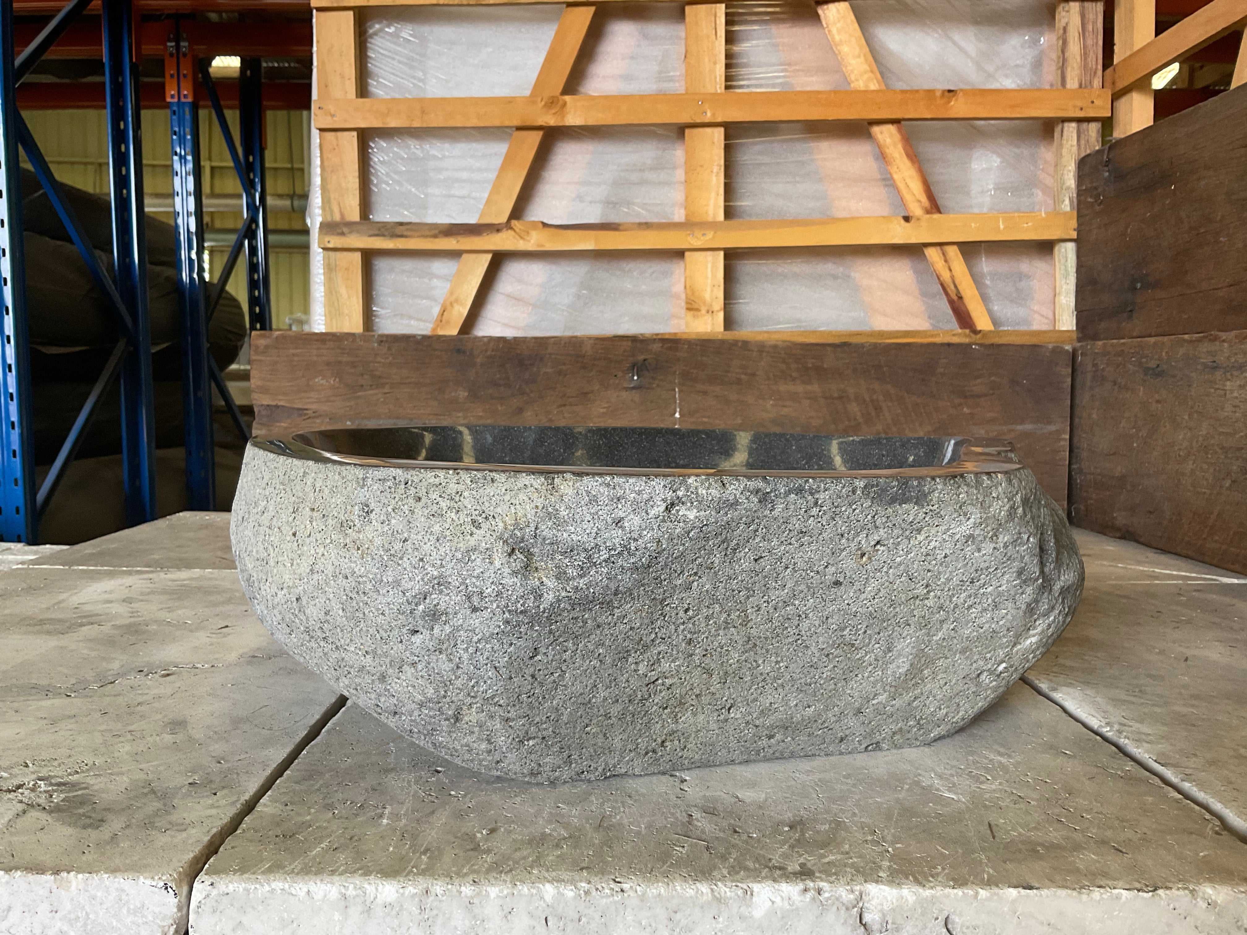 Handmade Natural Oval River Stone  Bathroom Basin  RM 236046