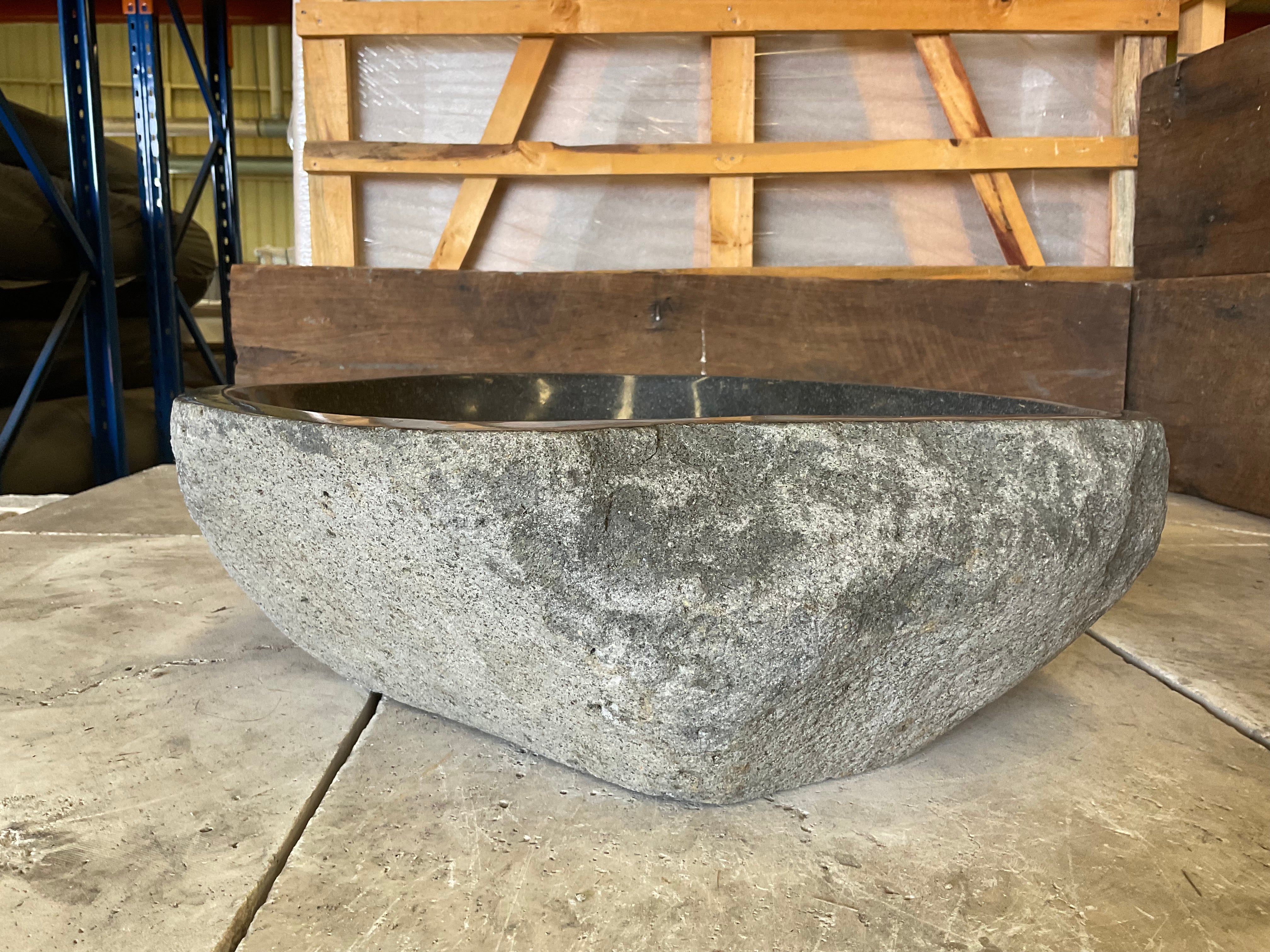 Handmade Natural Oval River Stone  Bathroom Basin  RM 236046