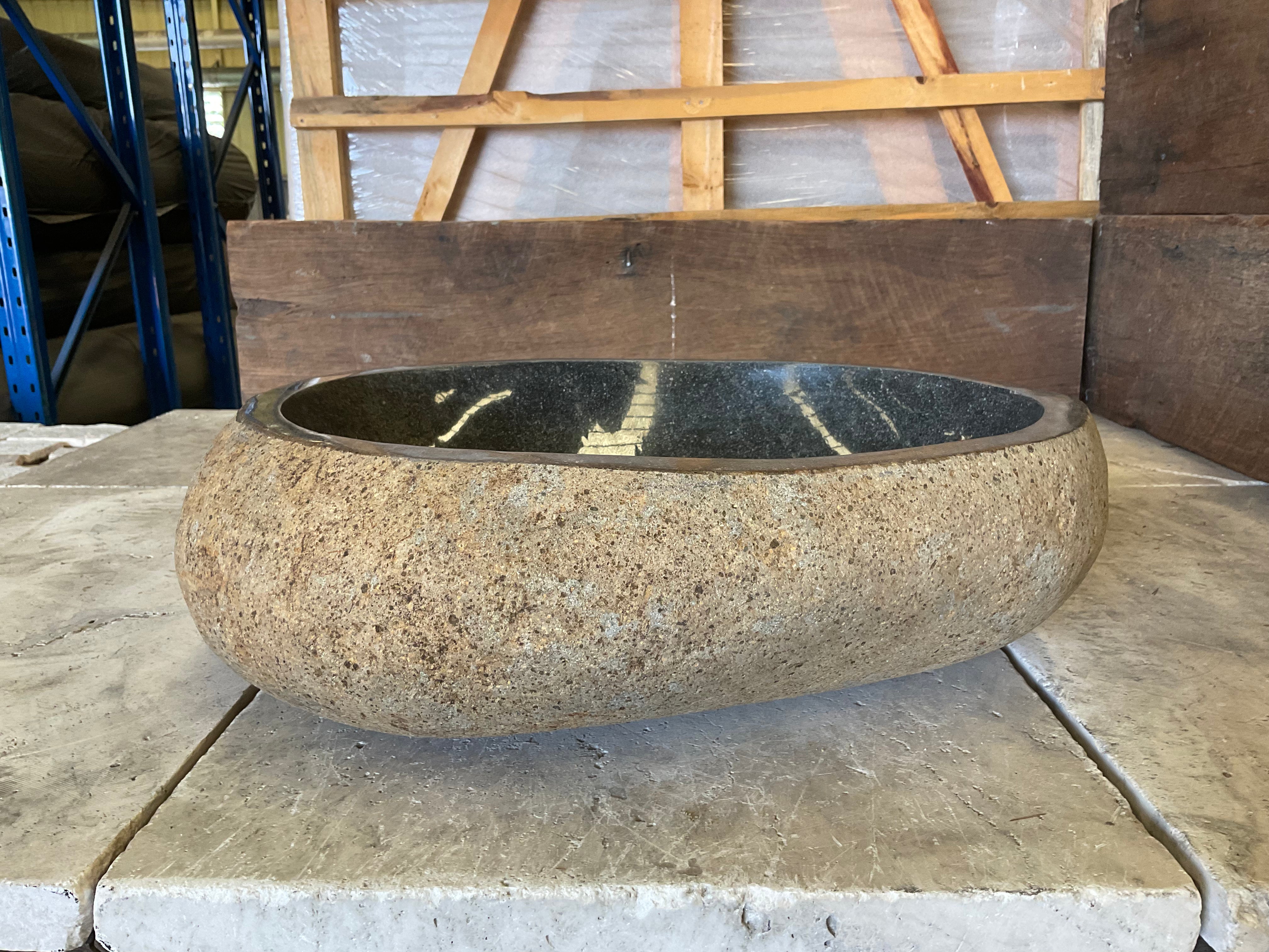 Handmade Natural Oval River Stone  Bathroom Basin  RM 2310053