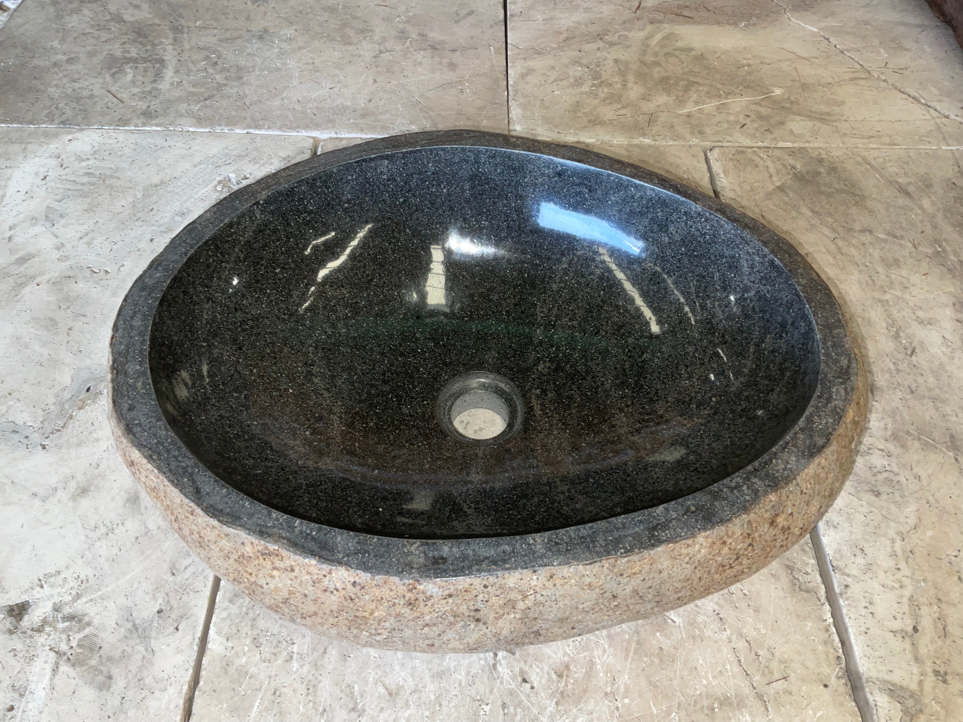 Handmade Natural Oval River Stone  Bathroom Basin  RM 2310053