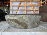 Handmade Natural Oval River Stone  Bathroom Basin  - RM 2309007