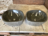 Handmade Natural Oval River Stone Bathroom Basin - Twin Set RM 2309008