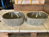 Handmade Natural Oval River Stone Bathroom Basin - Twin Set RM 2309008