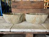 Handmade Natural Oval River Stone Bathroom Basin - Twin Set RM 2309003