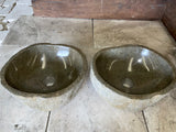 Handmade Natural Oval River Stone Bathroom Basin - Twin Set RM 2309003