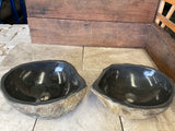 Handmade Natural Oval River Stone Bathroom Basin - Twin Set RS 2309002