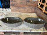 Handmade Natural Oval River Stone Bathroom Basin - Twin Set RL 2309006