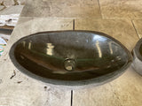 Handmade Natural Oval River Stone Bathroom Basin - Twin Set RL 2309006