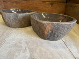 Handmade Natural Oval River Stone Bathroom Basin - Twin Set RS2306005
