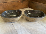 Handmade Natural Oval River Stone Bathroom Basin - Twin Set RS2306001