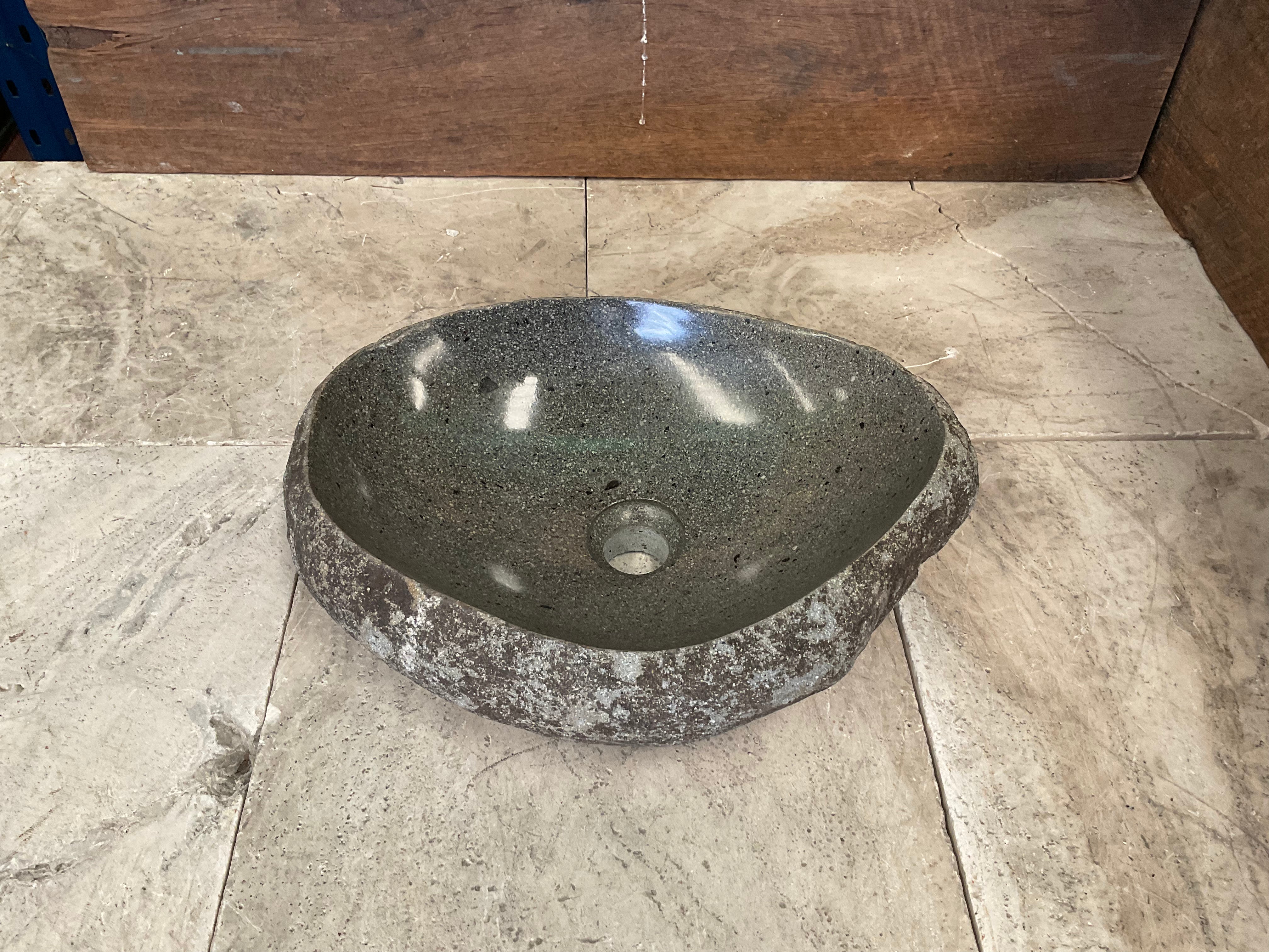 Handmade Natural Oval River Stone  Bathroom Basin  RVM 2409078