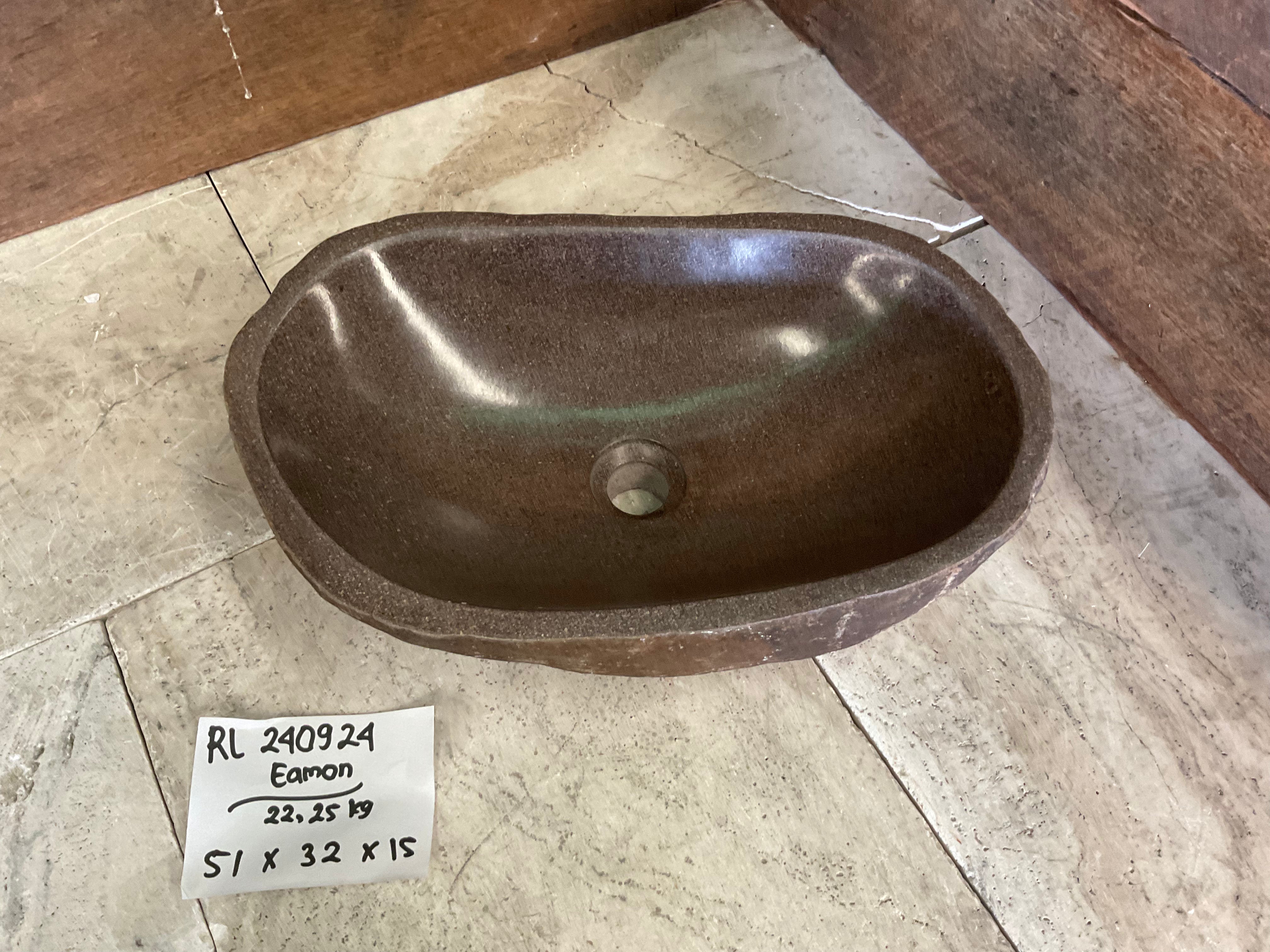 Handmade Natural Oval River Stone  Bathroom Basin  RL 240924