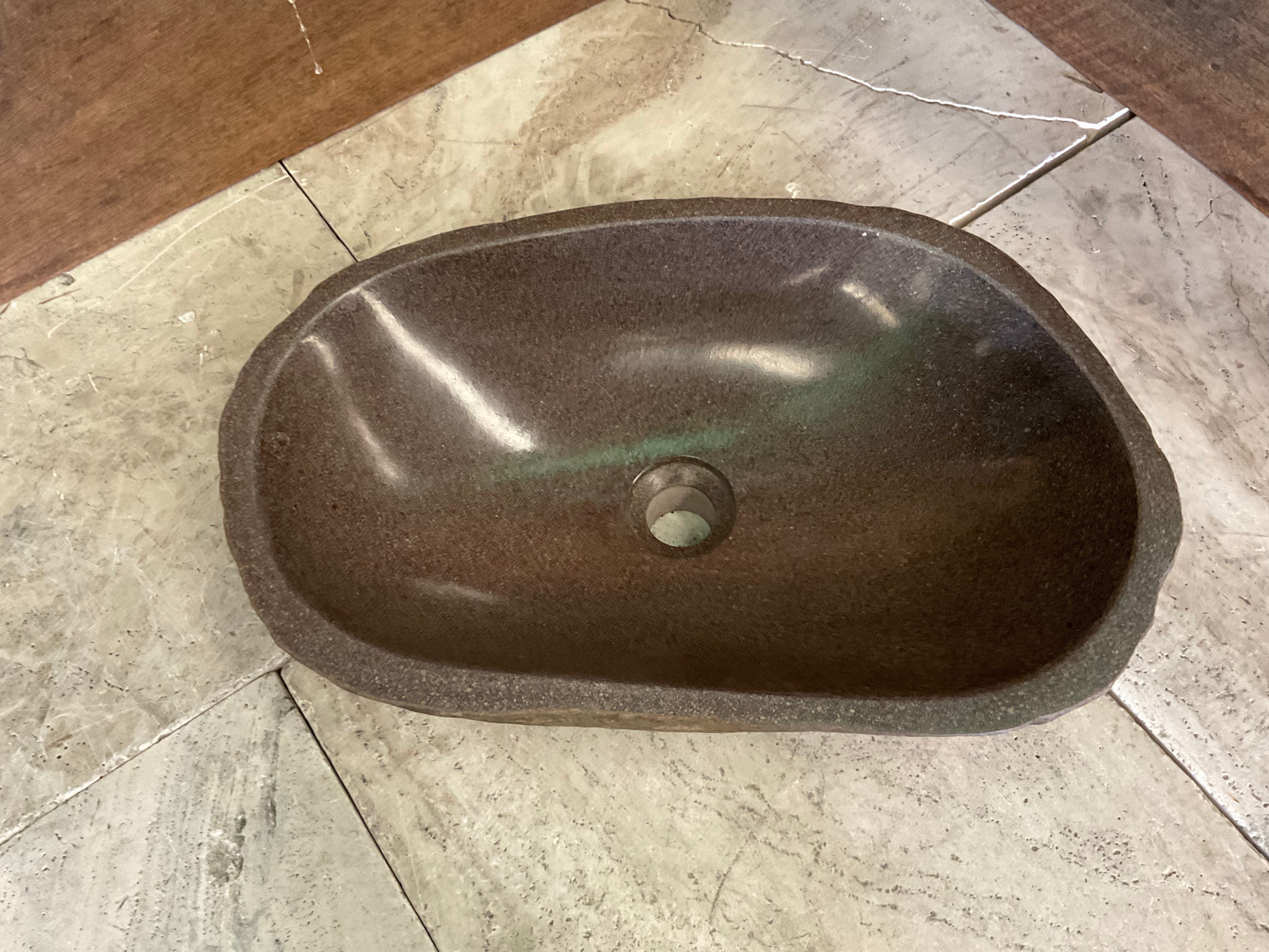 Handmade Natural Oval River Stone  Bathroom Basin  RL 240924