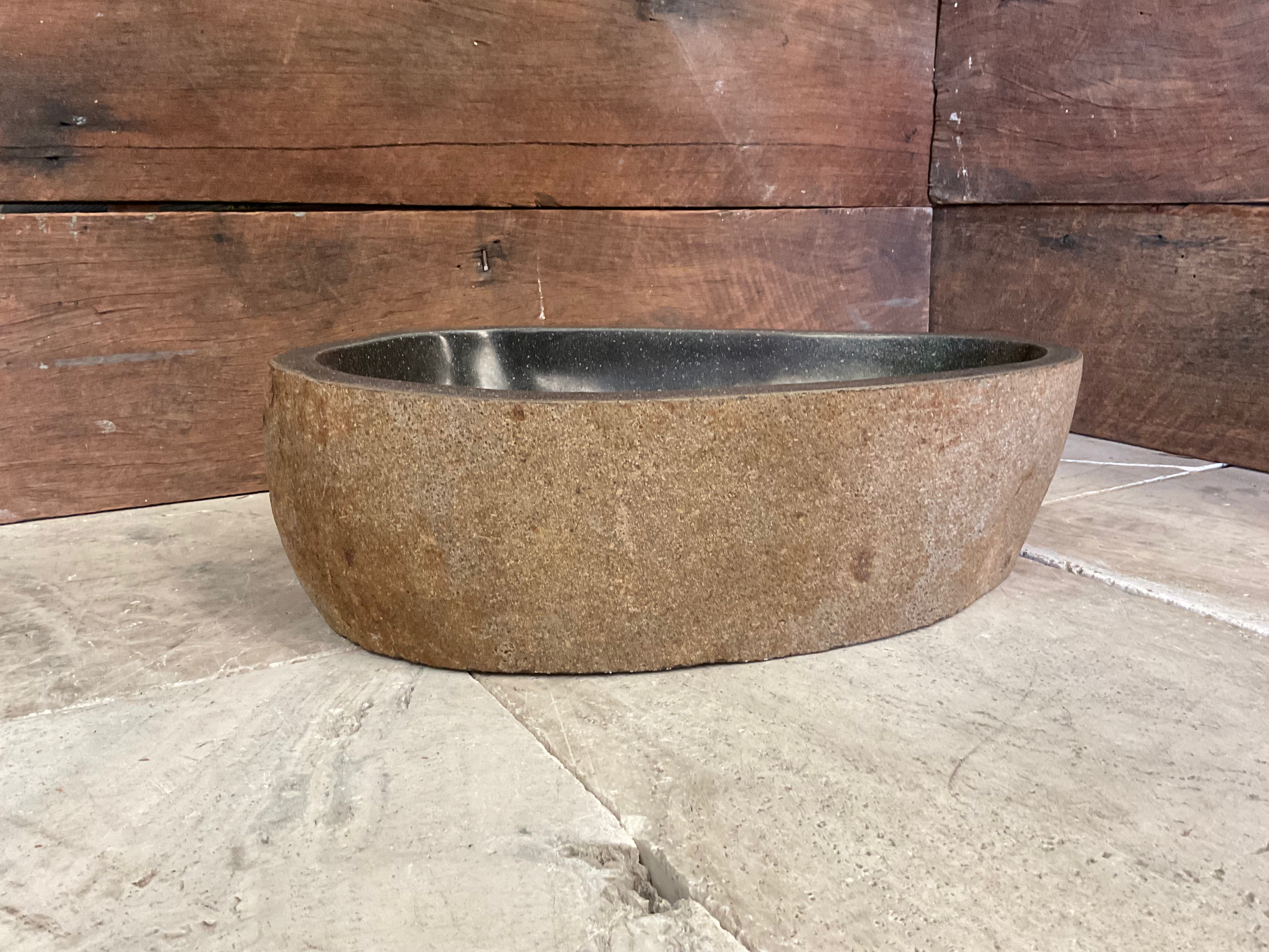 Handmade Natural Oval River Stone  Bathroom Basin  RL 240925