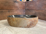 Handmade Natural Oval River Stone  Bathroom Basin  RL 240925