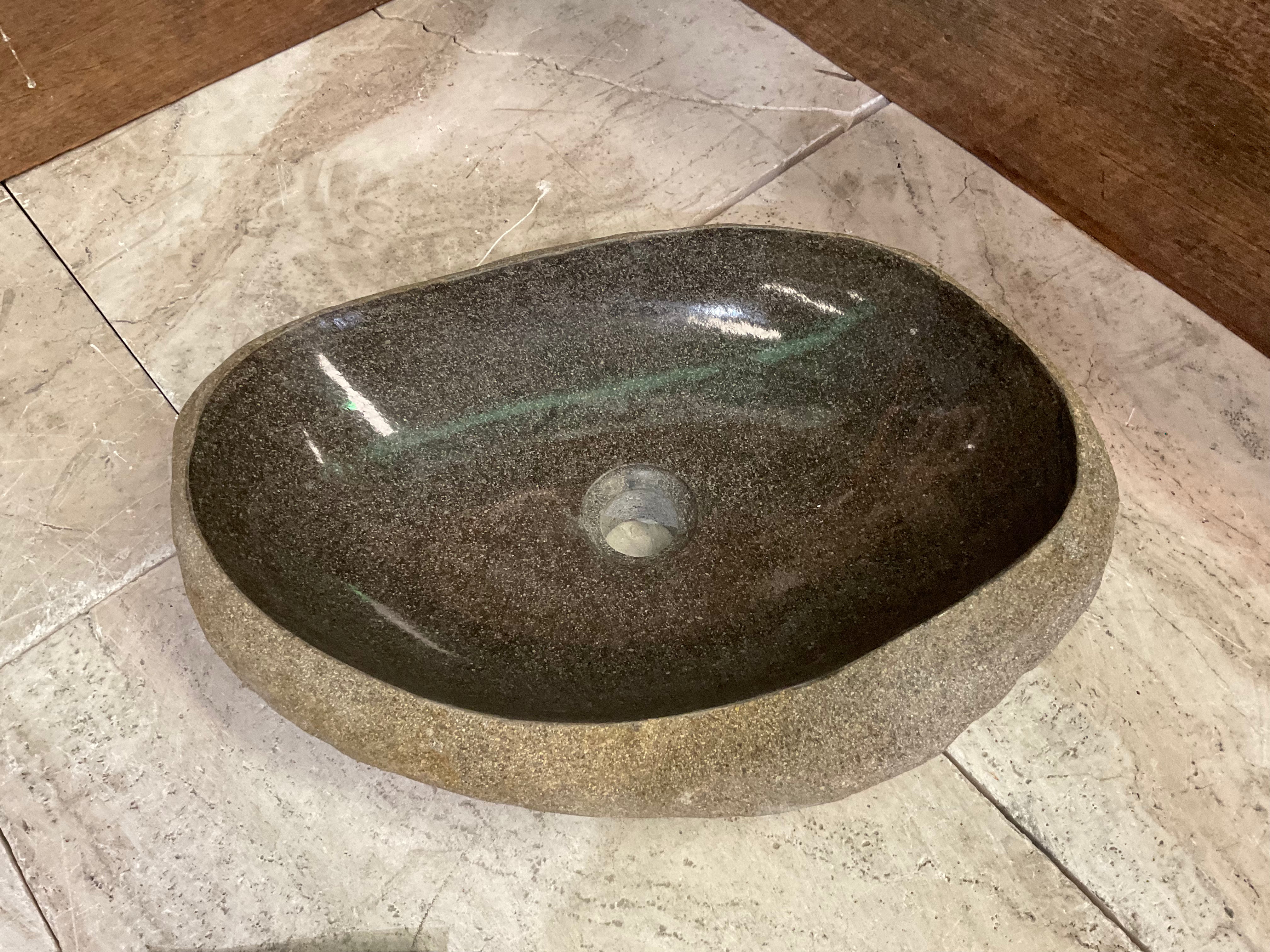 Handmade Natural Oval River Stone  Bathroom Basin  RVM 2409057