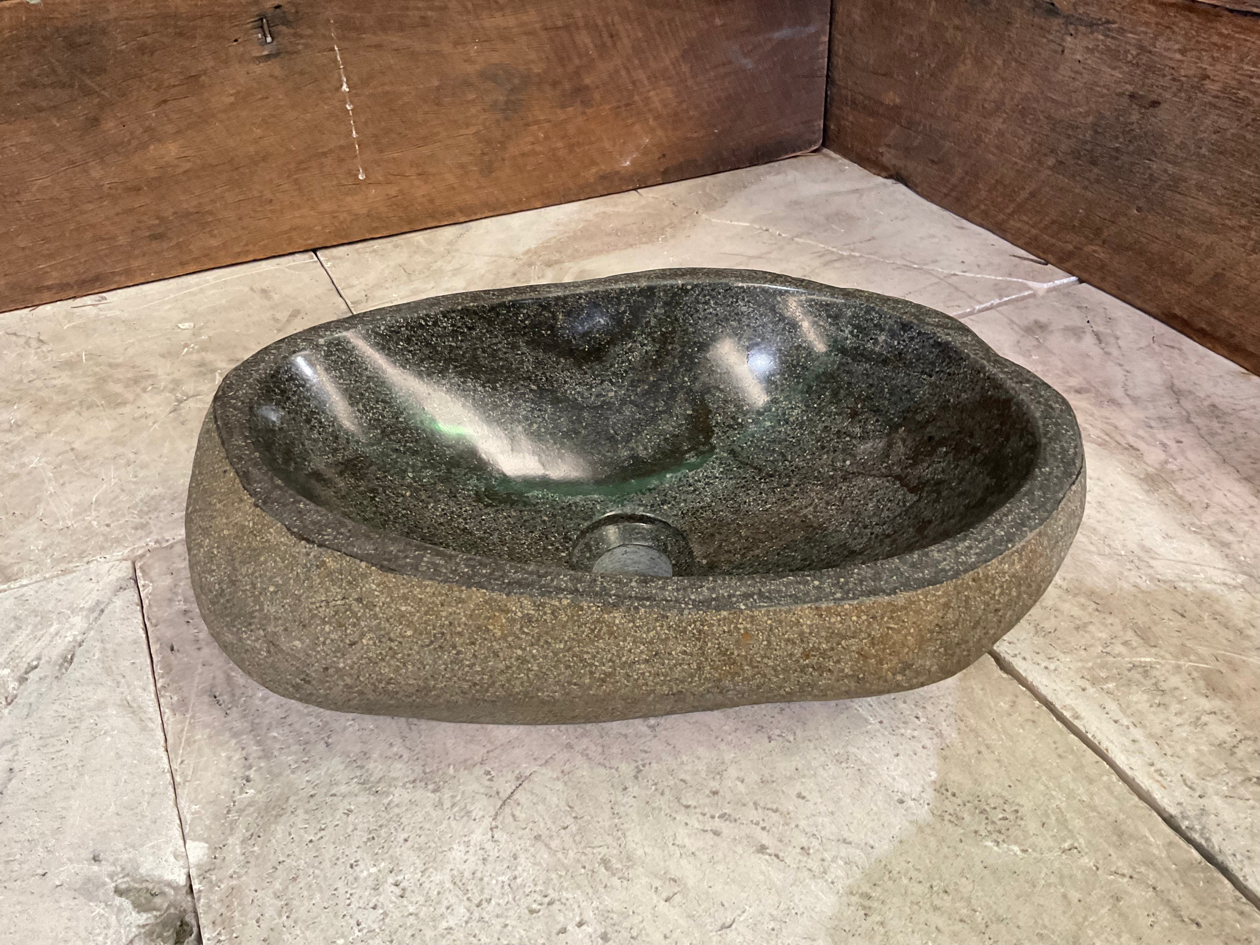 Handmade Natural Oval River Stone  Bathroom Basin  RM 2409029