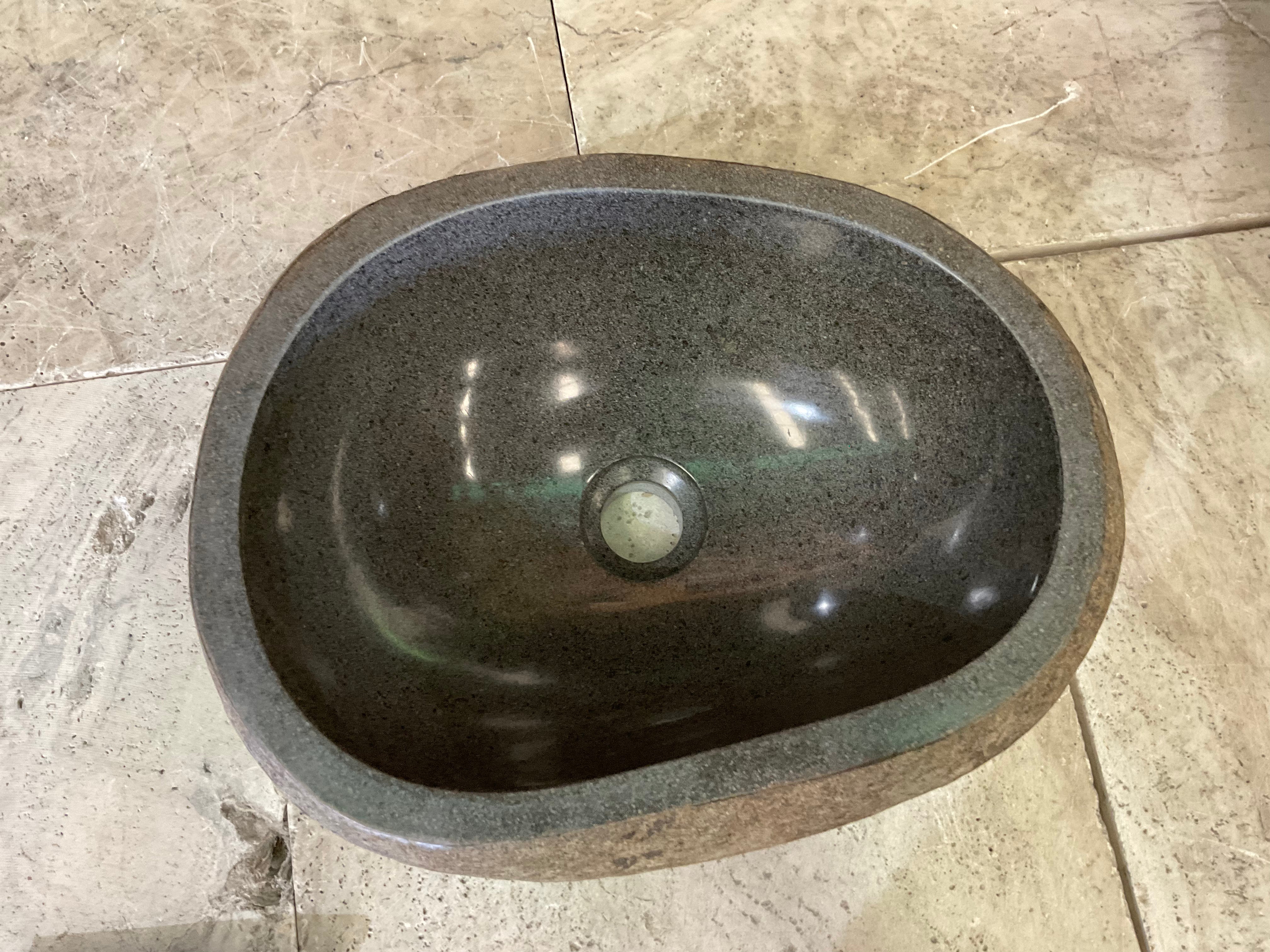 Handmade Natural Oval River Stone  Bathroom Basin  RS 2409064