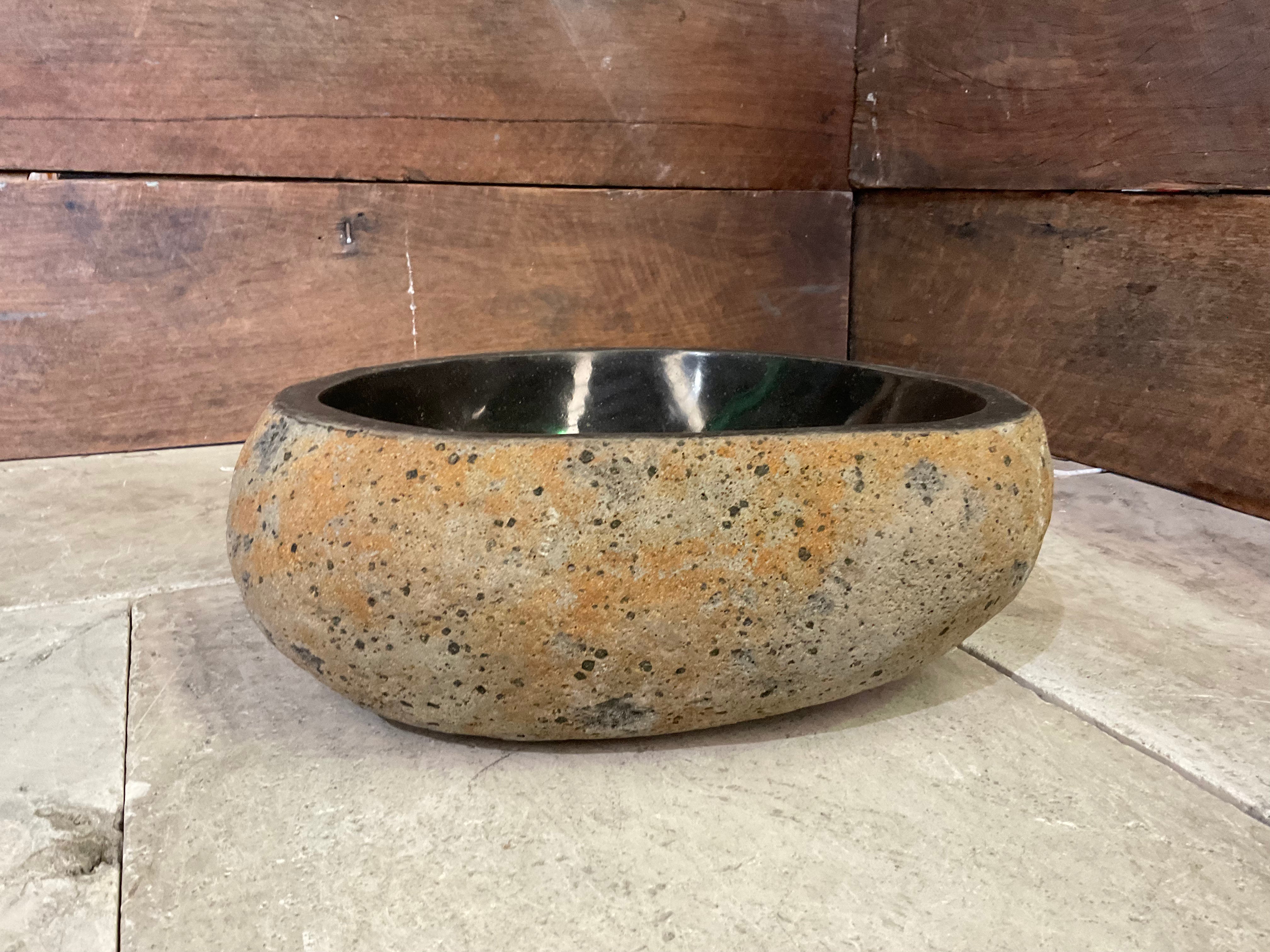 Handmade Natural Oval River Stone  Bathroom Basin  RS 2409065