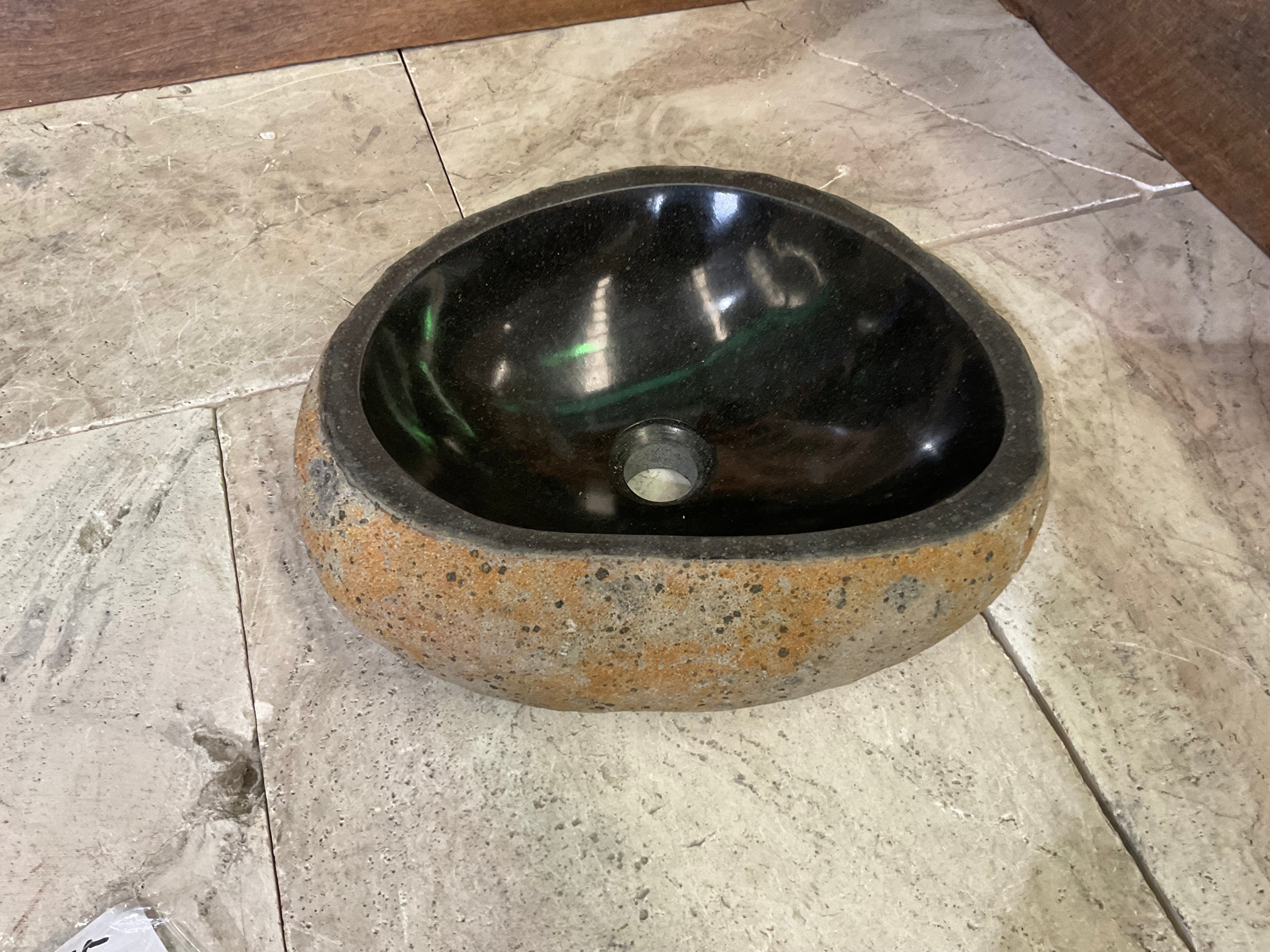 Handmade Natural Oval River Stone  Bathroom Basin  RS 2409065