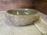 Handmade Natural Oval River Stone  Bathroom Basin  RS 2409082