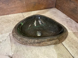 Handmade Natural Oval River Stone  Bathroom Basin  RS 2409022