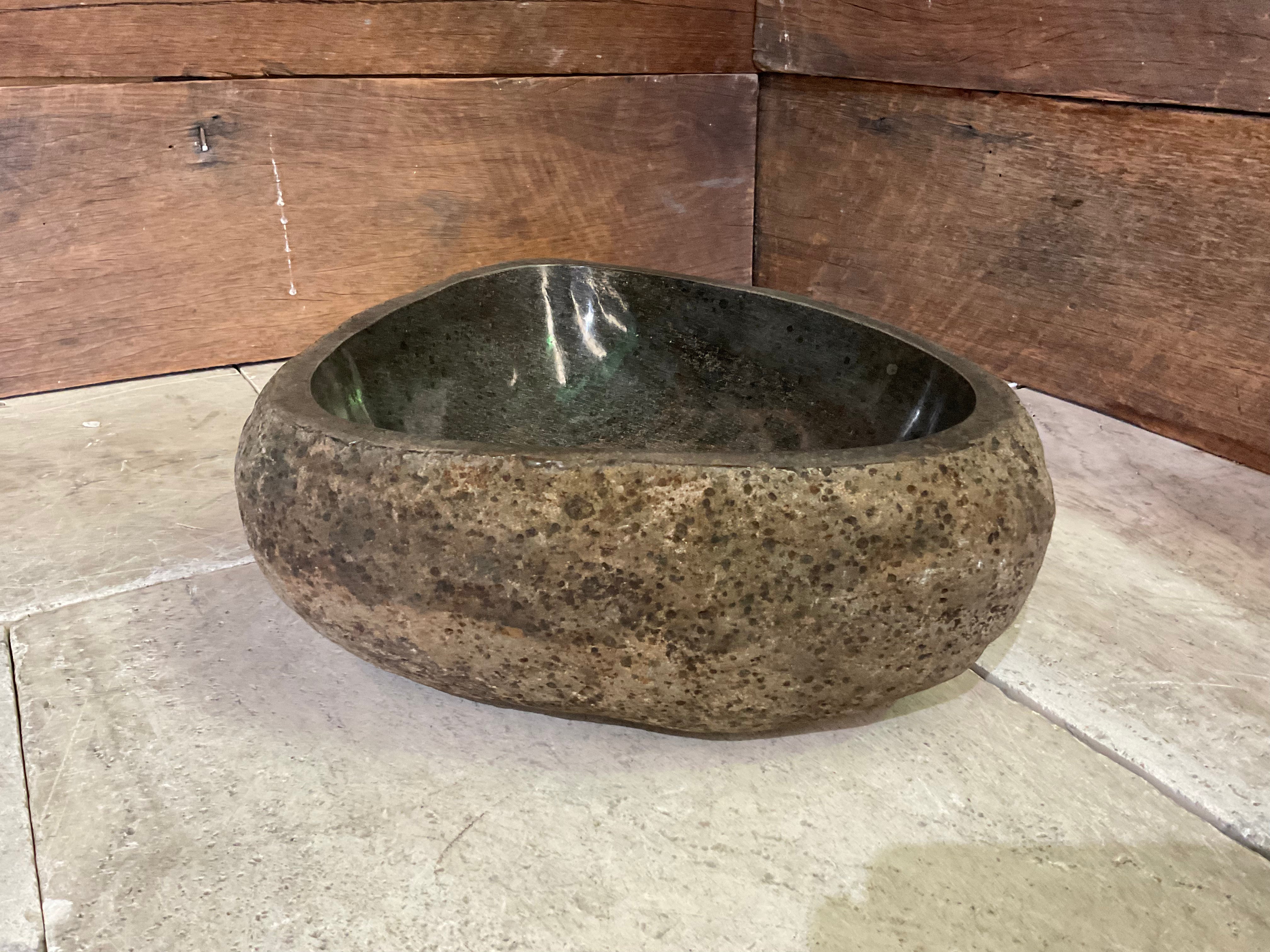 Handmade Natural Oval River Stone  Bathroom Basin  RS 2409022