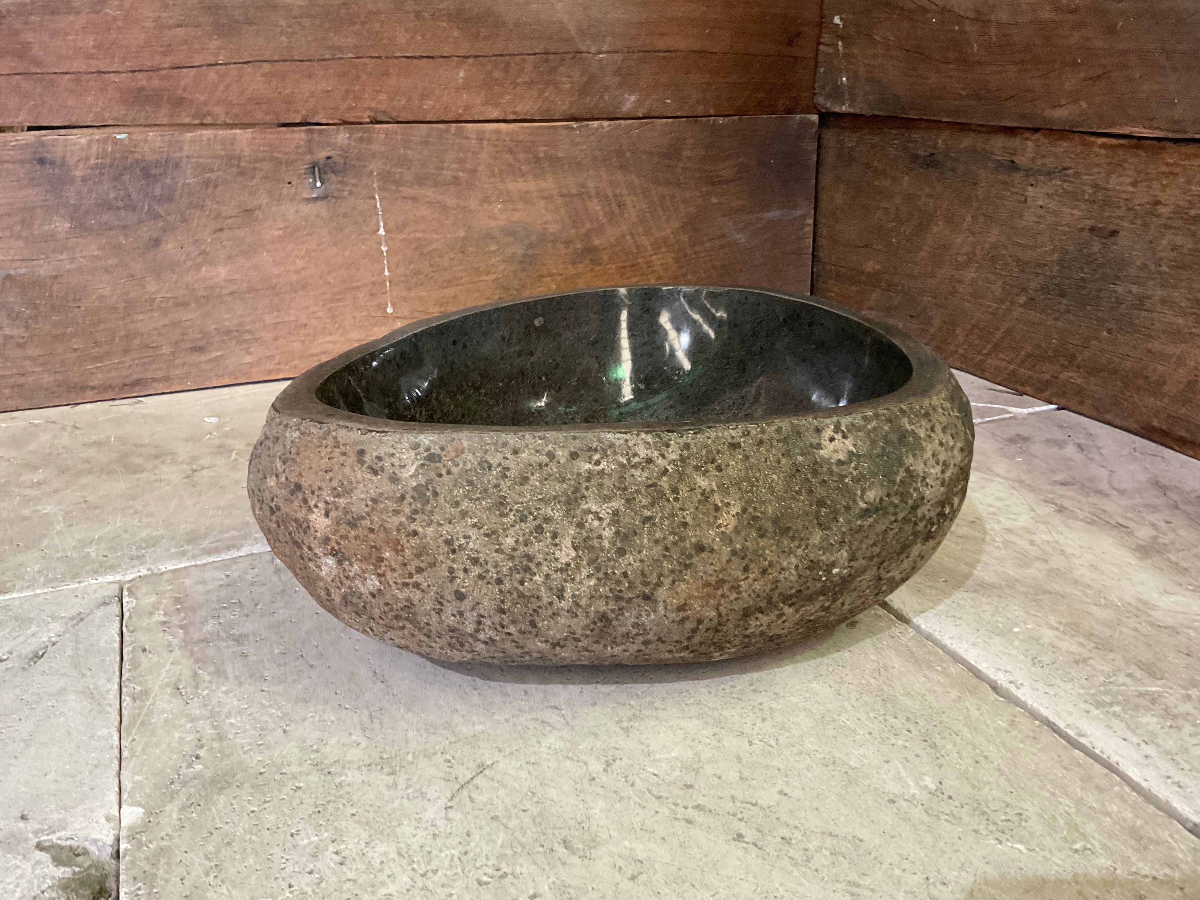 Handmade Natural Oval River Stone  Bathroom Basin  RS 2409022