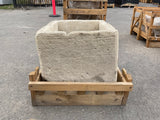 Hand Chiseled Limestone Planter Box - 62 x 52 x 41 cm