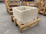 Hand Chiseled Limestone Planter Box - 62 x 52 x 41 cm