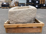 Hand Chiseled Limestone Planter Box - 76 x 50 x 34 cm